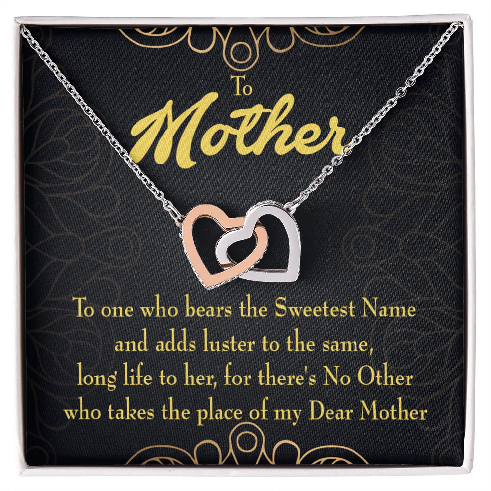 To Mom the Sweetest Name Inseparable Hearts CZ Necklace Silver Tone Standard Box